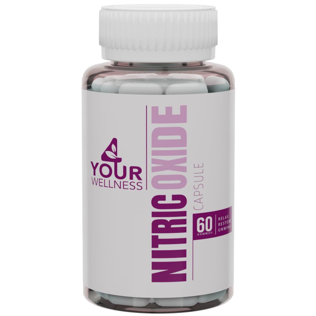 4 Your Wellness Nitric Oxide Supplement, Boosting Nitric Oxide Production and Blood Pressure, Gluten Free, Non-GMO, Kosher (60)