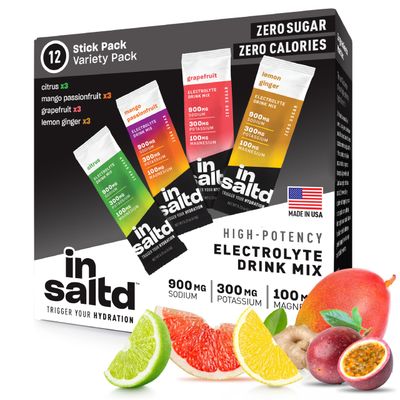 INSALTD Sugar Free Electrolytes Powder Packets with No Stevia Aftertaste | High-Potency Hydration Packets | Keto Electrolyte Drinks | Intermittent Fasting Drink Mix | 12 Pack (Variety Pack)