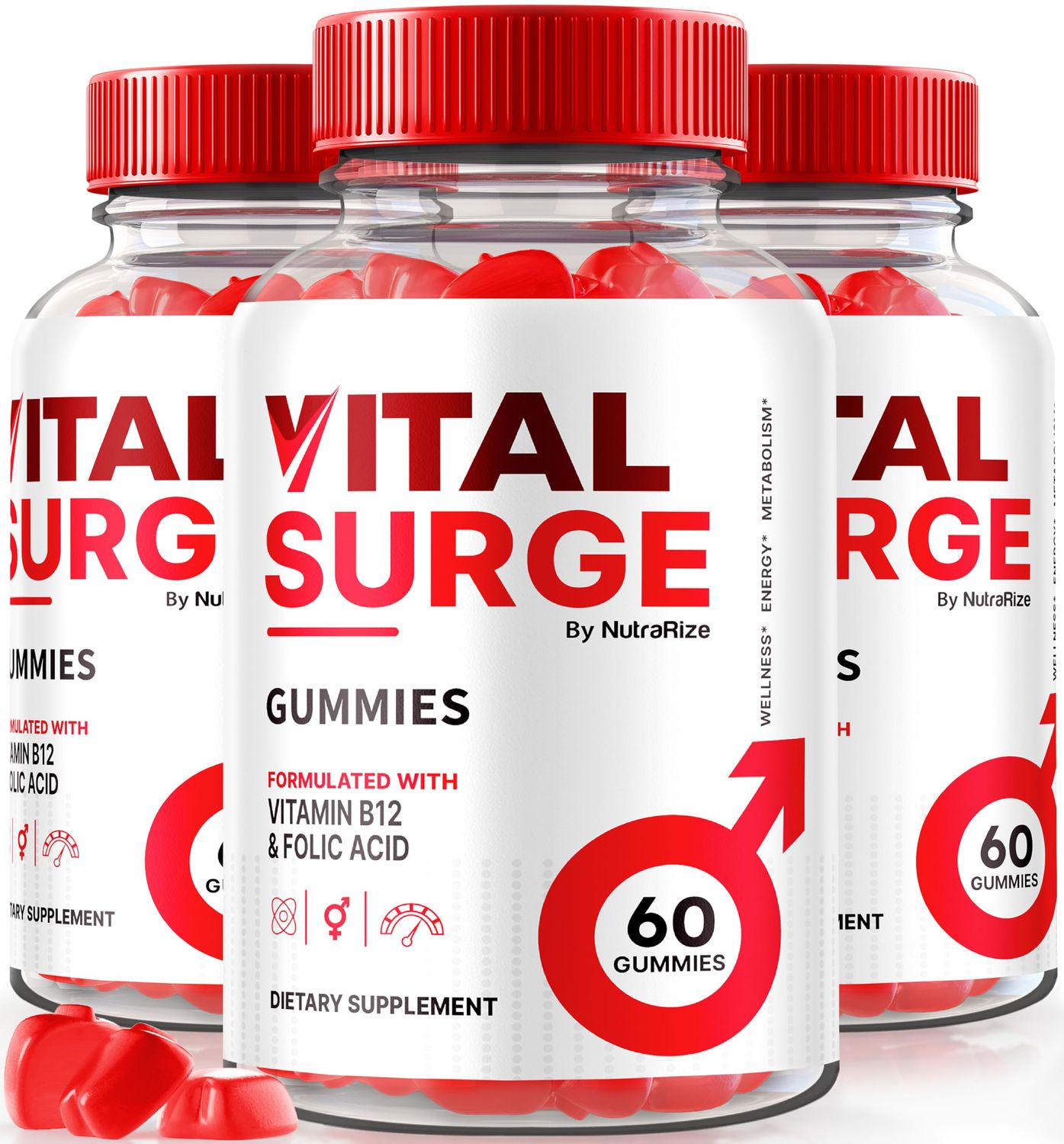 (3 Pack) Vital Surge Gummies, VitalSurge Gummies All Natural, Vital Surge Gomitas, Apple Cider Vinegar Supplement, Official Vital Surge Gummies Reviews (180 Gummies)