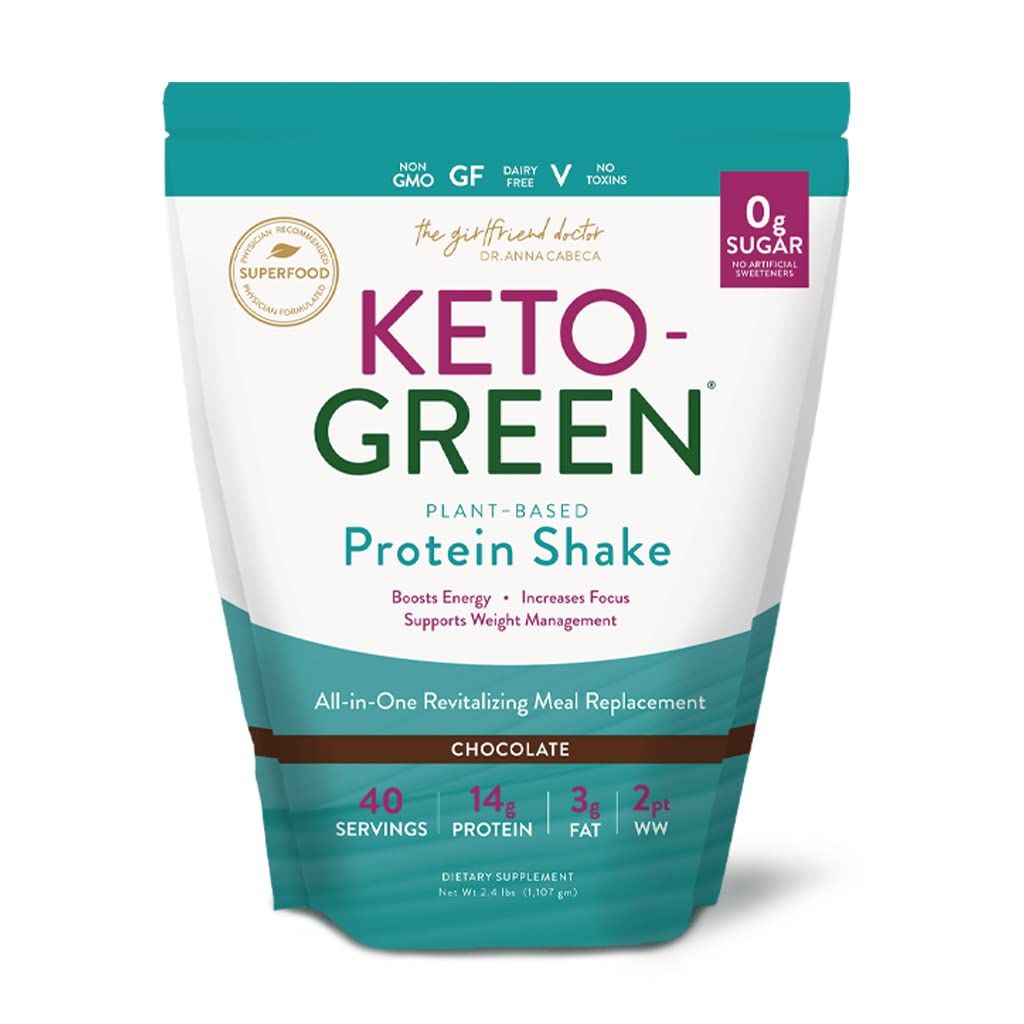 VIDAPURA Keto Green Protein Shake - Chocolate Ketogenic Protein Powder Drink, Lactose Free Vegan Protein, Supports Gastrointestinal Health, Aides Natural Body Detoxification (40 Servings)
