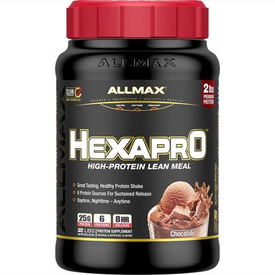 ALLMAX HEXAPRO, Chocolate - 2 lb - 25 Grams of Protein Per Serving - 8-Hour Sustained Release - Zero Sugar - 21 Servings