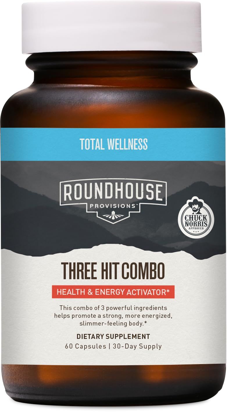 ROUNDHOUSE PROVISION Three Hit Combo - Burn Fat, Boost Energy, and Support Wellness with Berberine, Gynostemma, and Quercetin. 30-Day Supply (60 Capsules) Weight Management by Chuck Norris