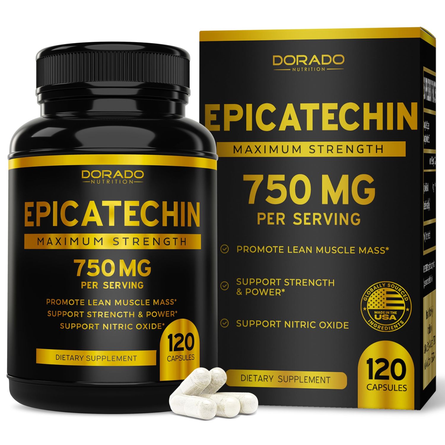 Epicatechin Extract 750mg Per Serving - (120 Capsules) - Supports Lean Muscle, Nitric Oxide, Myostatin Inhibitor, Stamina, Endurance, Pump &amp; Gains - Non-GMO &amp; Vegan Supplement - (120 Count)