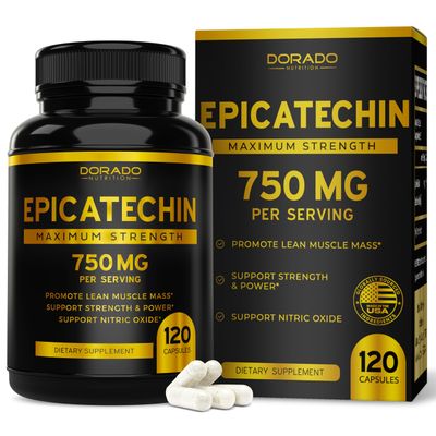 Epicatechin Extract 750mg Per Serving - (120 Capsules) - Supports Lean Muscle, Nitric Oxide, Myostatin Inhibitor, Stamina, Endurance, Pump &amp; Gains - Non-GMO &amp; Vegan Supplement - (120 Count)