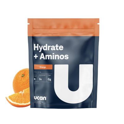 UCAN Hydrate + Aminos, Orange 20 Serving Bag, Keto, Sugar-Free Electrolyte + Muscle Recovery, Essential Electrolytes + EAAs &amp; BCAAs, Non-GMO, Vegan, for Runners, Gym-Goers, Performance Athletes