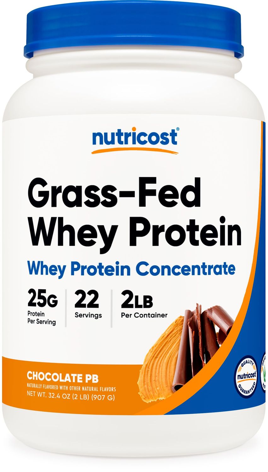 Nutricost Grass-Fed Whey Protein Concentrate (Chocolate Peanut Butter) 2LBS - Post Workout Powder Supplement, Non-GMO