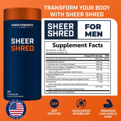 Thermogenic Capsaicin Supplements Premium Supplement for Men, Jitter Free Blend of Capsaicin, Rauwolscine, Forskohlii & L-Carnitine Supplement - 30SV