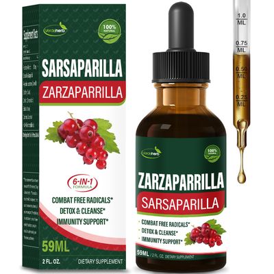 Sarsaparilla Root Extract Drops for Liver Cleanse Detox &amp; Repair, Immune Support Supplement with Dandelion Cocolmeca Polypodium Leucotomos. Diente de Leon para Limpieza de Colon y Desintoxicar. 2oz