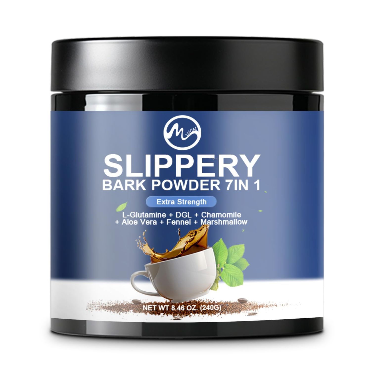 Slippery Elm, Organic Slippery Elm Bark Powder with L-Glutamine, DGL, Chamomile, Aloe Vera, Fennel, Marshmallow, Natural Herbs for Soothing Throat &amp; Digestive Support, 40 Servings