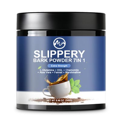 Slippery Elm, Organic Slippery Elm Bark Powder with L-Glutamine, DGL, Chamomile, Aloe Vera, Fennel, Marshmallow, Natural Herbs for Soothing Throat &amp; Digestive Support, 40 Servings
