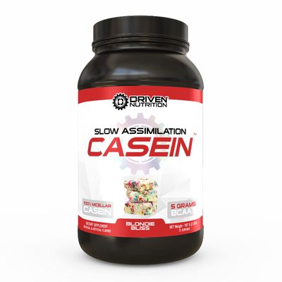 Driven Casein- 100% Micellar Casein Protein Powder with Added BCAA and Digestive Enzymes for Nighttime Muscle Recovery (Blondie Bliss)