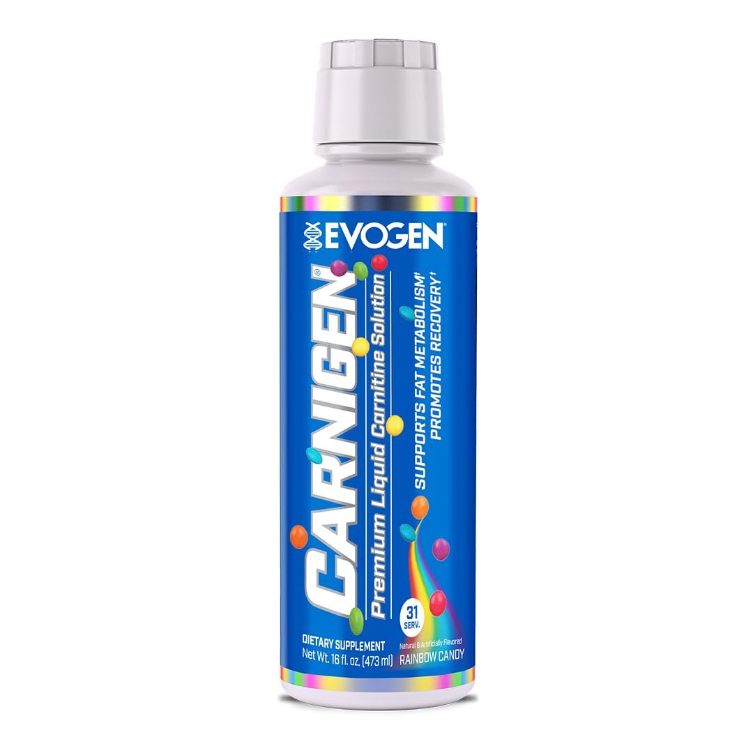 Evogen Carnigen - Liquid Carnitine | Supports Fat Metabolism &amp; Recovery, Caffeine Free | L-Carnitine, Acetyl L-Carnitine | Rainbow Candy | 31 Servings