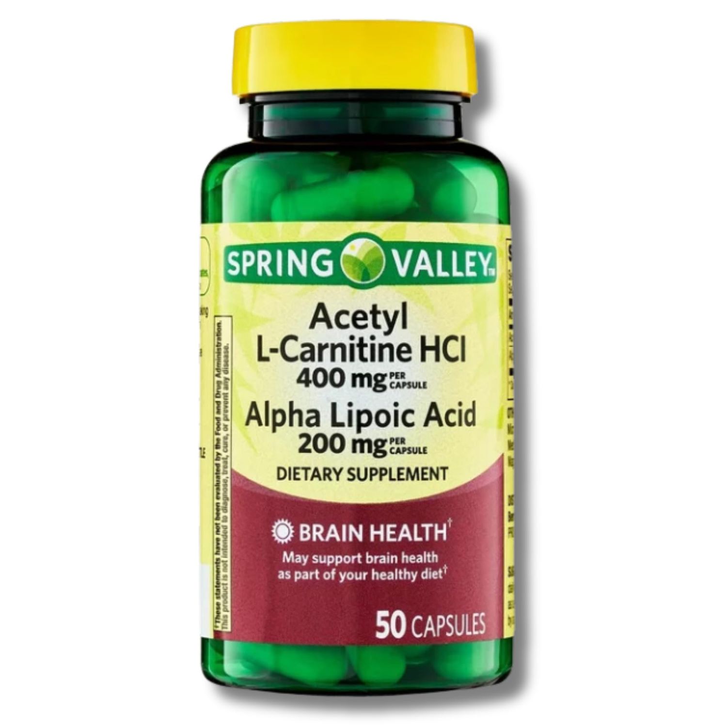 Spring Valley Acetyl L-Carnitine HCI 400 mg + Alpha Lipoic Acid 200 mg Capsules, 50 Count (Pack of 1)