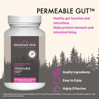 Mountain Peak Nutritionals Permeable Gut Formula - Helps Protect Stomach &amp; Intestinal Lining - Leaky Gut &amp; Gastro Support Supplement - Hypoallergenic Dietary Supplement (90 Vegetarian Capsules)