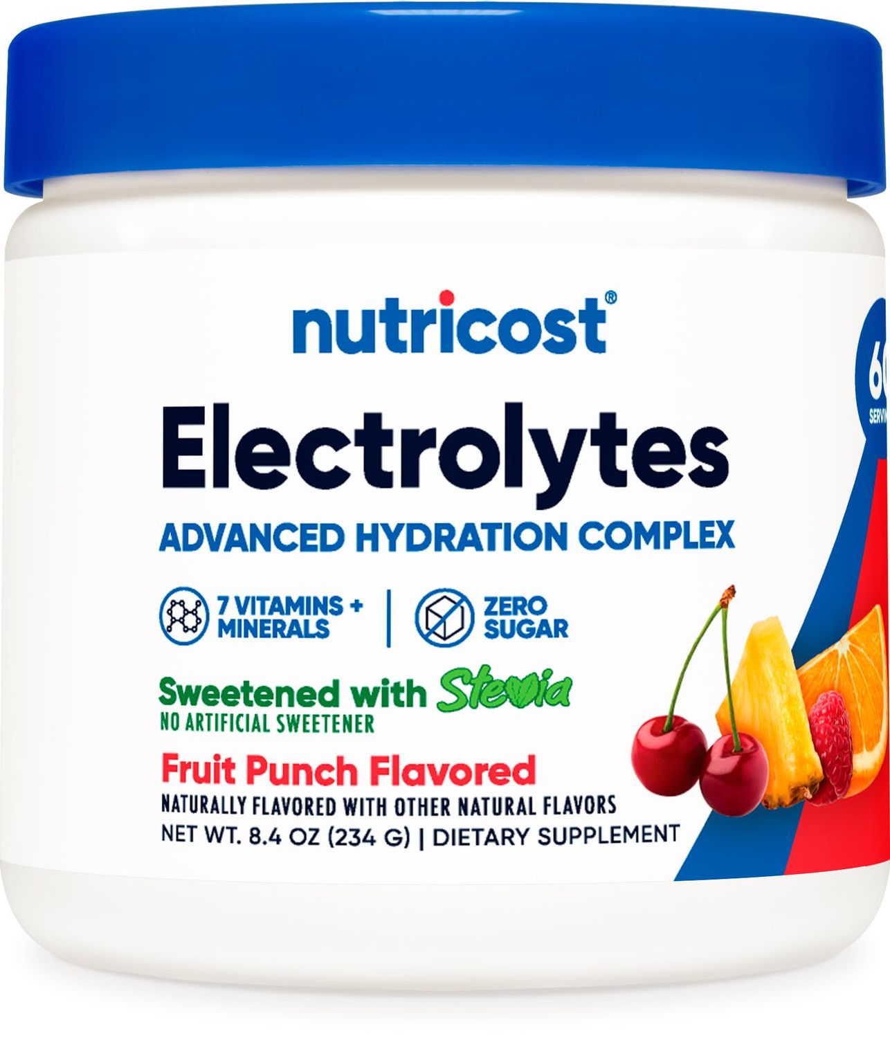Nutricost Electrolyte Complex Powder (60 Servings, Fruit Punch) - Hydration Supplement Drink Mix with Vitamins and Minerals