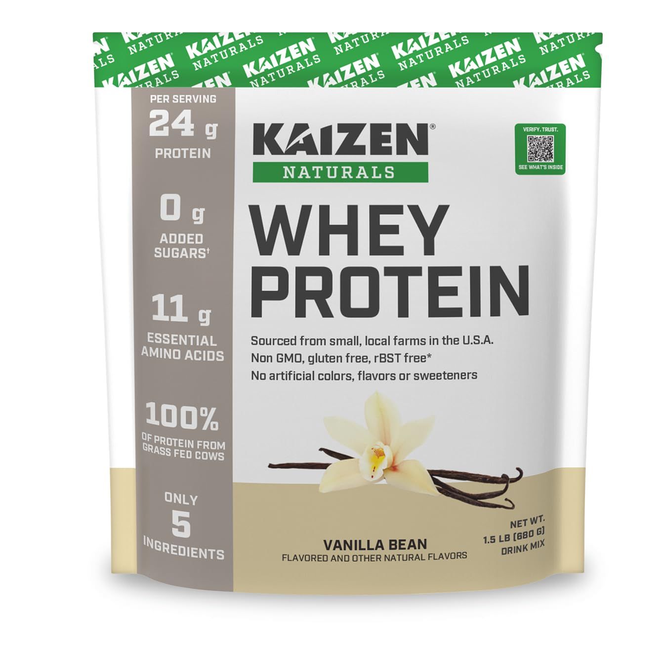 KAIZEN NATURALS Whey Protein (1.5lb, Vanilla Bean)