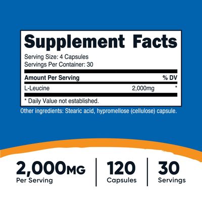 Nutricost L-Leucine 2,000mg, 120 Vegetarian Capsules, Non-GMO, Gluten Free, 30 Servings