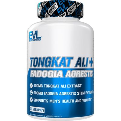 Evlution Nutrition Tongkat Ali + Fadogia Agrestis - Mens Health + Vitality Support - 400mg Tongkat Ali + 600mg Fadogia Agrestis Stem Extract - Workout Supplement - Vegetarian Capsules - 30 Servings