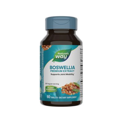 Nature&#39;s Way Boswellia Premium Extract, Supports Joint Mobility*, 307 mg Boswellia serrata Extract per Serving, Frankincense Supplement, Gluten Free &amp; Vegan - 60 Tablets (Packaging May Vary)
