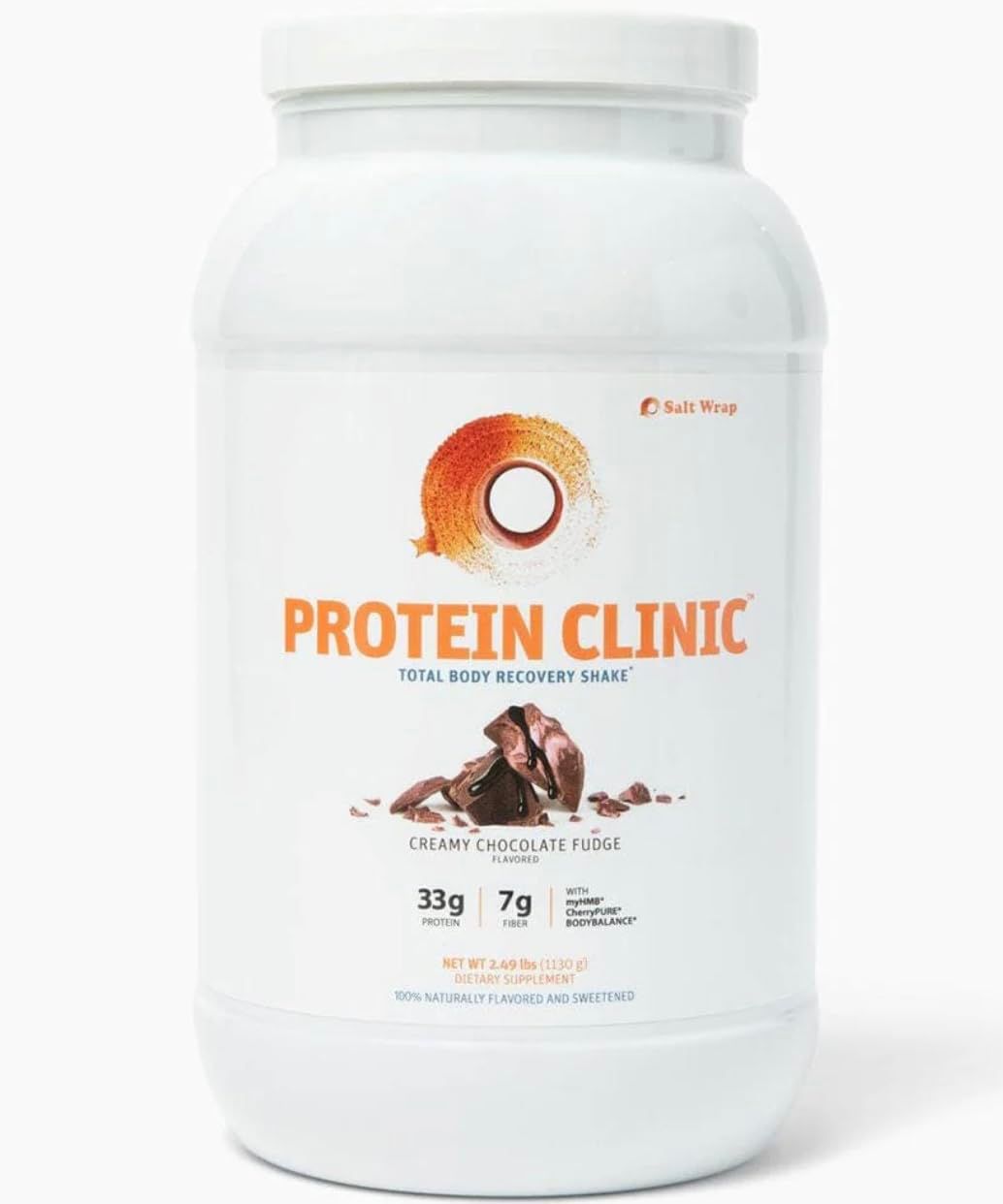 SaltWrap Protein Clinic - Total Body Recovery Shake with Collagen Peptides, HMB, Tart Cherry Extract, Pea Protein Isolate and Prebiotic Fiber for Joints &amp; Muscle Recovery - Creamy Chocolate Fudge