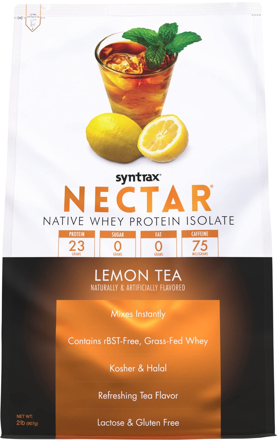 Syntrax Nutrition Nectar, 100% Whey Isolate Protein Powder, Refreshing Fruit Flavor, Lemon Tea, 2 lbs