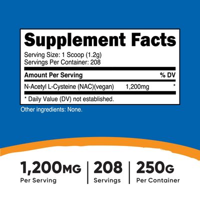 Nutricost N-Acetyl L-Cysteine (NAC) Powder 250 Grams - Vegan NAC, Non-GMO, Gluten Free