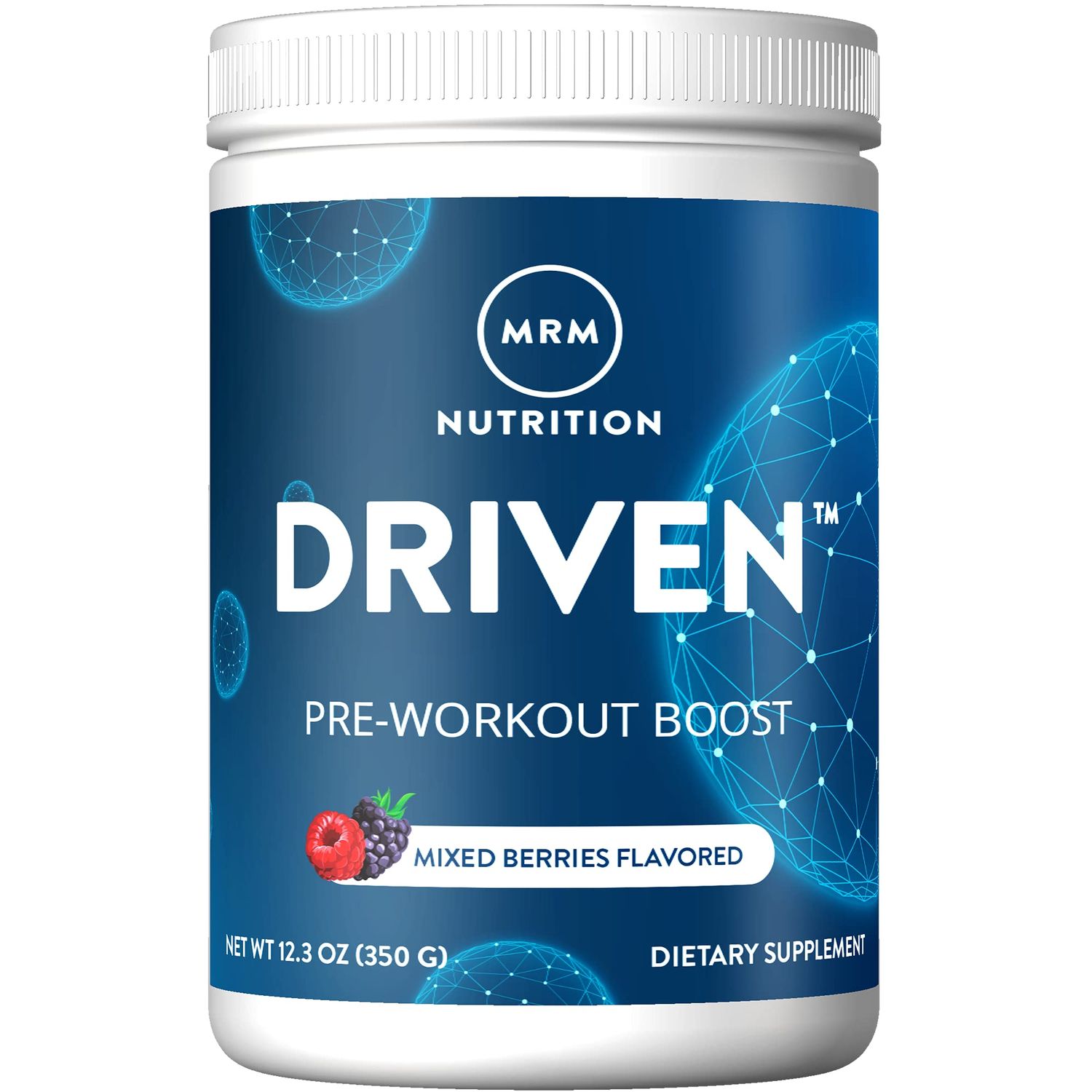 MRM Nutrition Driven Pre-Workout Powder | Mixed Berry Flavored | 125mg Caffeine | Pure Ingredients| Muscle + Hydration + Energy Blends | Performance Energy | Vegan + Gluten-Free | 29 Servings