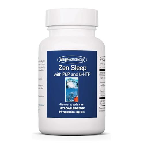 Allergy Research Group Zen Sleep Supplement - Supports Normal Healthy Sleep, P5P, 5-HTP, GABA, L-Theanine, Nervous System Balance, Hypoallergenic, Vegetarian Capsules - 60 Count