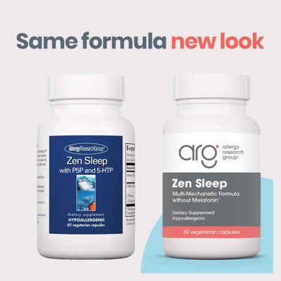 Allergy Research Group Zen Sleep Supplement - Supports Normal Healthy Sleep, P5P, 5-HTP, GABA, L-Theanine, Nervous System Balance, Hypoallergenic, Vegetarian Capsules - 60 Count