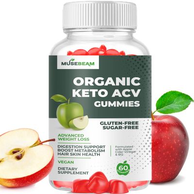 Organic Keto ACV Gummies Advanced Weight Loss - Gluten &amp; Sugar Free Belly Fat Burner Apple Cider Vinegar Diet Supplement for Women Men (1000MG)
