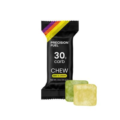 Precision Fuel PF 30 Chew Energy Chews - Carbohydrate Fuel for Endurance, Lightweight &amp; Portable, 30g Carbs - Ideal for Long Runs, Rides &amp; Workouts - Original and Mint &amp; Lemon Flavour (4 Chews)