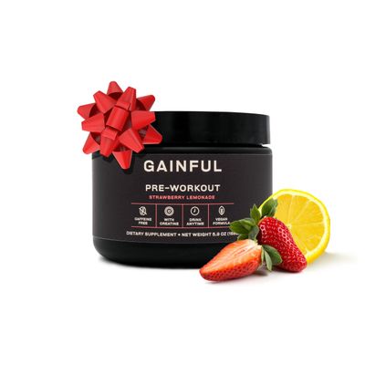 Gainful Pre Workout Powder, Caffeine Free with Creatine, L Citrulline, Beta Alanine, BCAA&#39;s, Energy &amp; Muscle Support, Strawberry Lemonade, 14 Servings