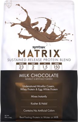 Syntrax Nutrition Matrix Protein Powder, Sustained-Release Protein Blend, Milk Chocolate, 5 lbs