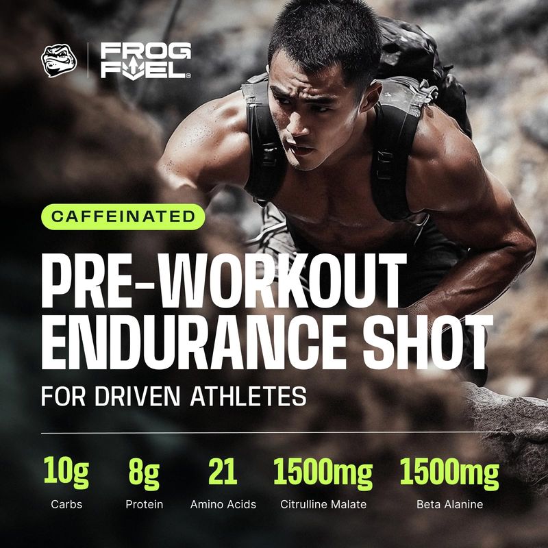 Frog Fuel Ultra Energized Pre Workout Shot &amp; Energy Gel, 80mg Caffeine, 1500mg Beta Alanine, Electrolytes 8g Protein Nano-Hydrolyzed Grass Fed Collagen, 10g Carbs, Berry, 1.2 oz Packets, 24 Pack