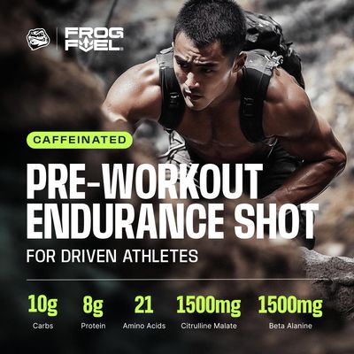 Frog Fuel Ultra Energized Pre Workout Shot & Energy Gel, 80mg Caffeine, 1500mg Beta Alanine, Electrolytes 8g Protein Nano-Hydrolyzed Grass Fed Collagen, 10g Carbs, Berry, 1.2 oz Packets, 24 Pack
