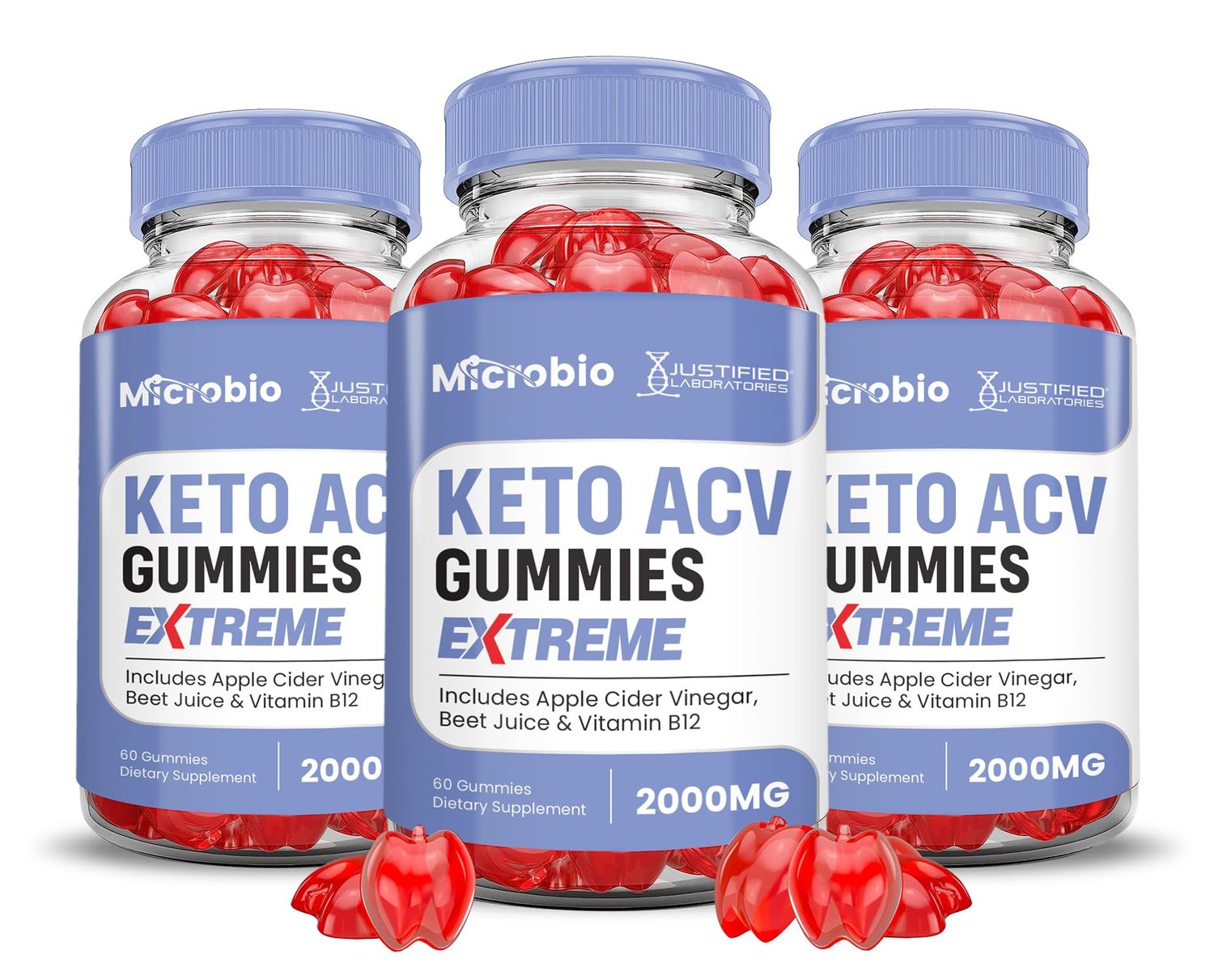 (3 Pack) MIcrobio Keto ACV Gummies Extreme 2000MG Micro Bio Keto Gummies Apple Cider Vinegar Formulated with Pomegranate Beet Juice Powder B12 Vegan Non GMO 180 Gummys
