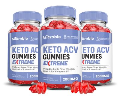 (3 Pack) MIcrobio Keto ACV Gummies Extreme 2000MG Micro Bio Keto Gummies Apple Cider Vinegar Formulated with Pomegranate Beet Juice Powder B12 Vegan Non GMO 180 Gummys
