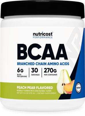 Nutricost BCAA Powder 2:1:1 (Peach Pear, 30 Servings) - Branched Chain Amino Acids