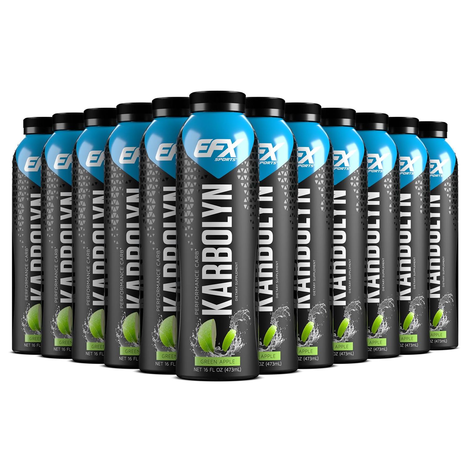 EFX Sports Karbolyn Fuel Drink | Pre, Intra, Post Workout Carbohydrate Drink | Carb Load, Sustained Energy | Stimulant &amp; Sugar Free | 12 Pack (Green Apple)