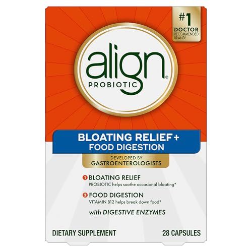 Align Probiotic Bloating Relief + Food Digestion, Probiotics for Women and Men, Promotes Digestive Health and Helps Support the Metabolism of Food*, 28 Capsules (Packaging May Vary)