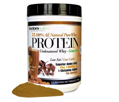 Doctors Nutra Nutraceuticals Pure 100 Percent - Undenatured Grass Fed Whey Protein, Low Carb Low Fat, Double Dutch Chocolate Flavor, Natural Ultrafiltered Plus 1000 Milligrams L-Glutamine