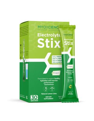 MYOXCIENCE Electrolyte Stix | Creatine Electrolyte Powder | Recovery from Exercise &amp; Muscle Development w/Real Salt (Lemon Lime 30 ct)