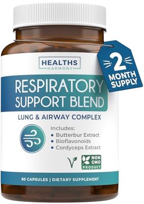 Respiratory Lung Health Supplement - Invigorating Lung Support Supplement Helps Support Clear Airways Mucus Removal and Seasonal or Year Round Lung Detox - Vegan Herbal Clear Lungs Formula (2 Months)