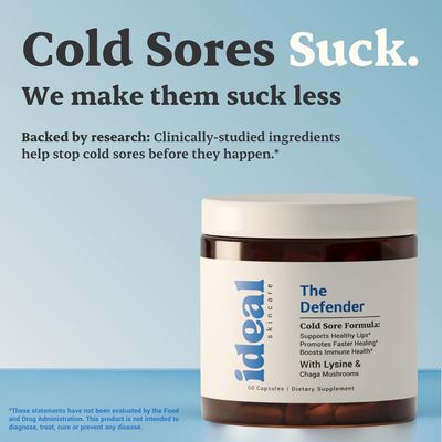 Cold Sore Supplement with Immune Support for Lips | L-Lysine 1000mg Capsules, Chaga, Bee Propolis, Vitamin C, Zinc &amp; Licorice Root Extract | Non-GMO, Vegetarian, 60 Capsules for Men and Women