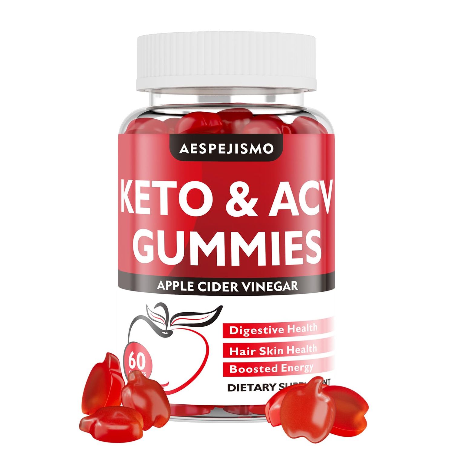 Chamex Keto ACV Gummies - Apple Cider Vinegar Gummies with B12 for Energy &amp; Wellness, 1500mg, Supports Ketosis, for Women &amp; Men, Vegan, Gluten-Free, 60 Gummies