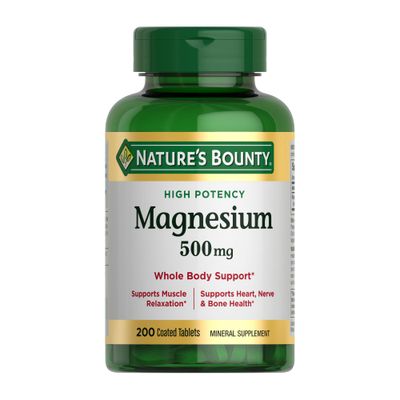 Nature&#39;s Bounty Magnesium, Bone and Muscle Health, Whole Body Support, Tablets, 500 Mg, 200 Ct