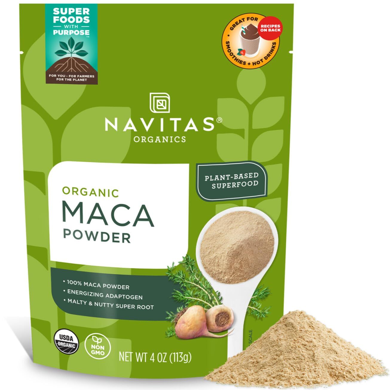 Navitas Organics Maca Powder, 4 oz. Bag, 23 Servings - Organic, Non-GMO, Low Temp-Dried, Gluten-Free