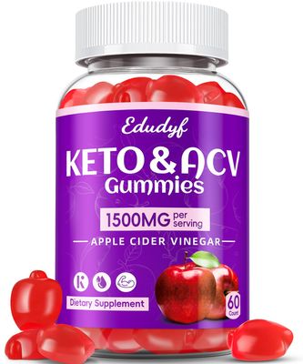 EDUDYF Keto ACV Gummies - 1500mg Apple Cider Vinegar Gummies with Probiotics, B12 and Keto Support, Detox &amp; Cleanse, GMO Free &amp; Vegan - 60 Count