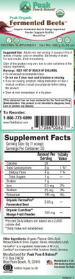 Peak Pure & Natural Peak Organic Fermented Beets - Organic Fermented Beet Powder Superfood Drink Powder - Nitric Oxide Supplement Support for Normal Blood Pressure