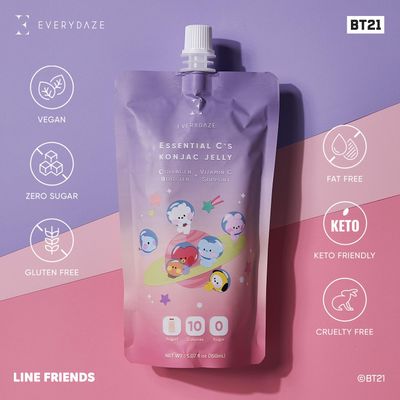 EVERYDAZE Essential Cs Collagen + Vitamin C Konjac Jelly | Vegan, 10 Calories, 0 Sugar | 10 Packs | Healthy Diet Pouch Drinkable Snack Drink, Weight Management (Yogurt)